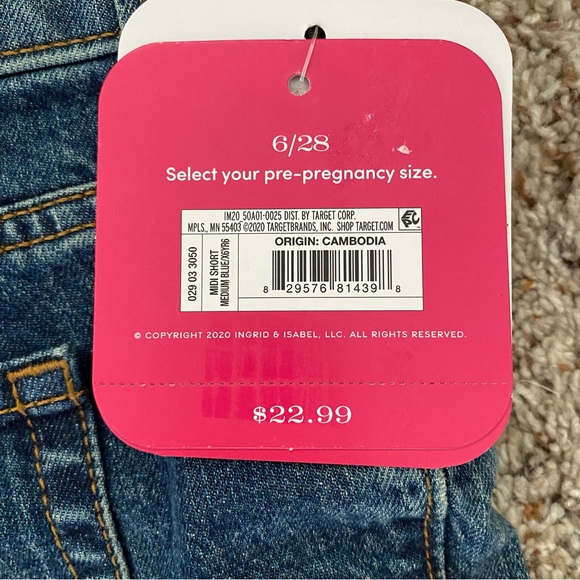 Isabel Maternity Midi Short by Ingrid & Isabel size 6/28 denim expandable sides - Picture 9 of 9